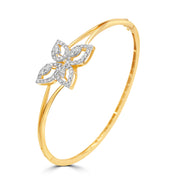 Premium 14K Gold Diamond Bracelet with 1.13 CT dazzling certified diamonds in an elegant floral bangle design